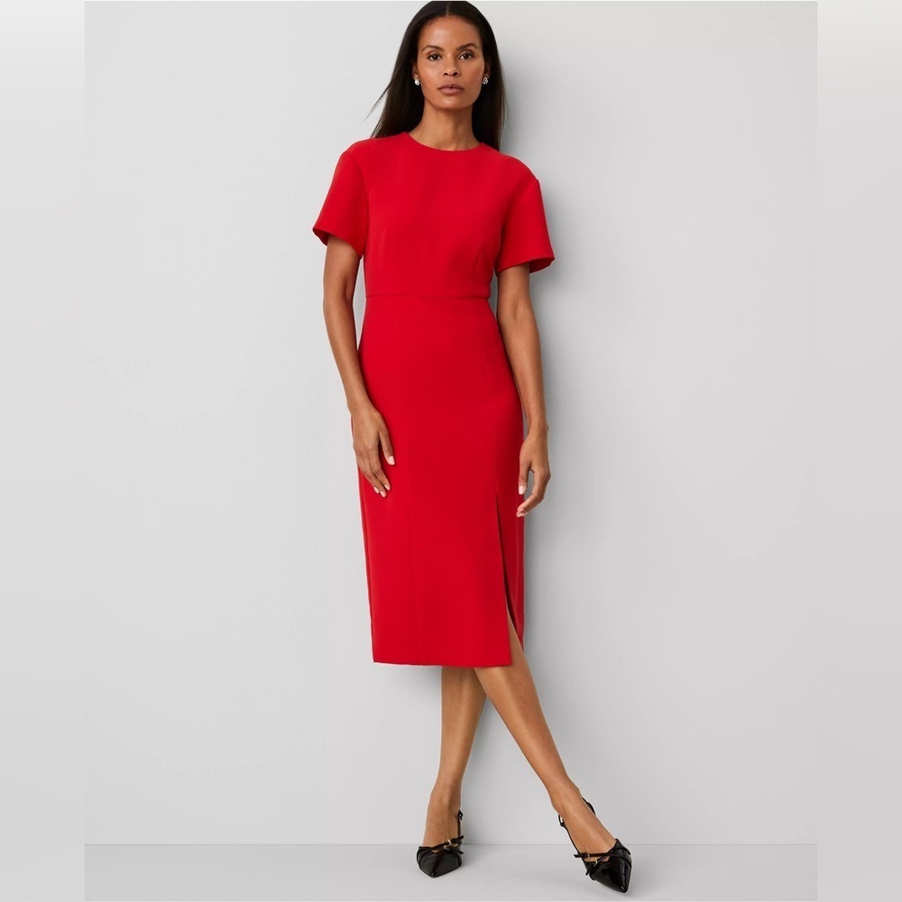 Ann Taylor Dropped Sleeve Black Sheath Midi Pencil Dress 10 - Picture 10 of 10